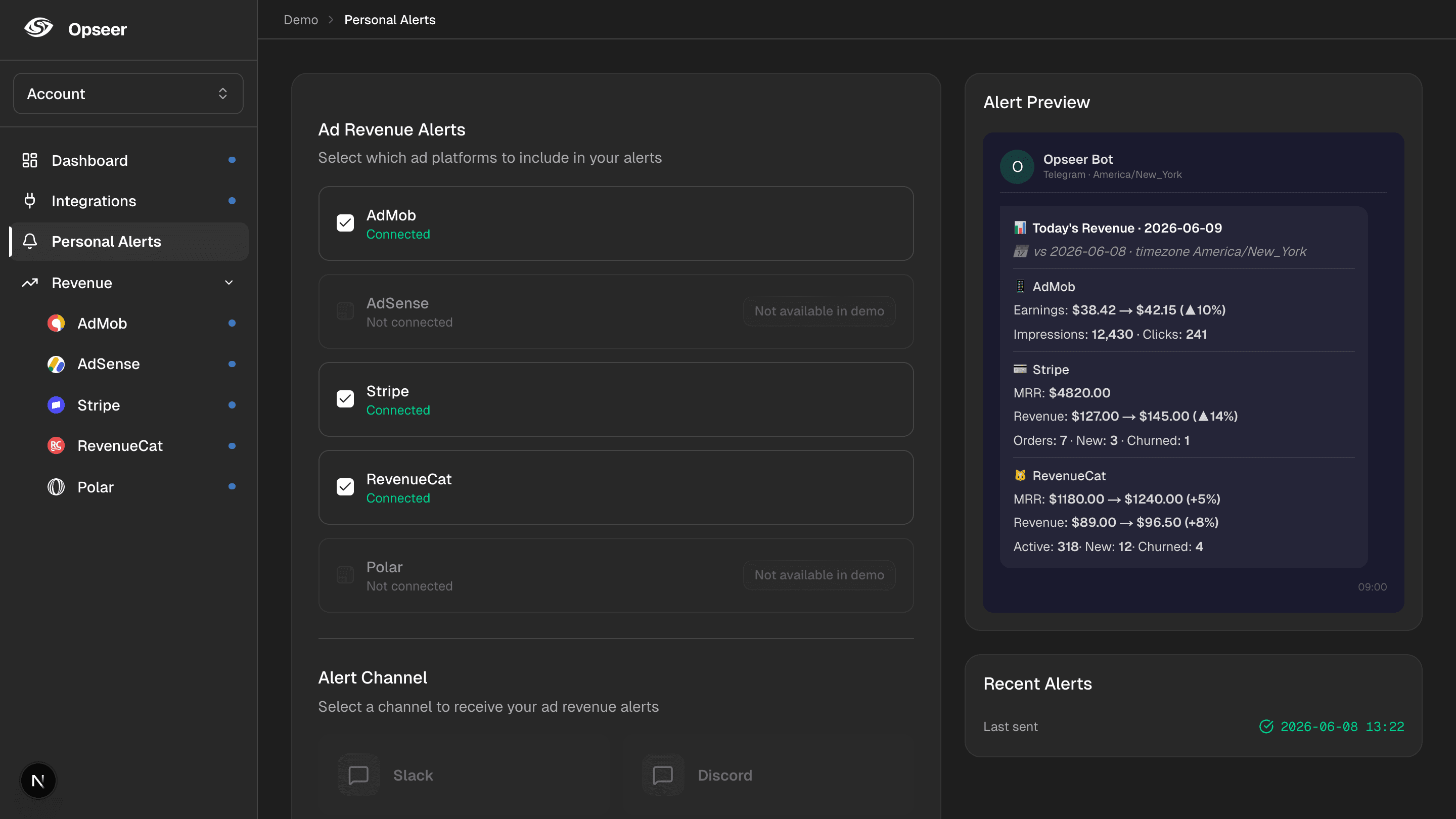 Daily reports — Opseer dashboard preview